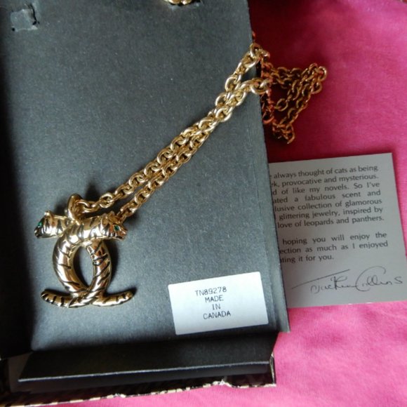 VTG.NIB JC JACKIE COLLINS GOLD PANTHER NECKLACE - Picture 8 of 13